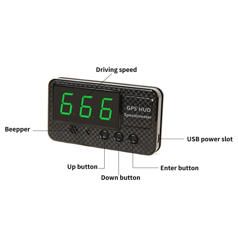 Gps speedometer hud digital display til alle køretøjer  dc 5v over-speed alarm