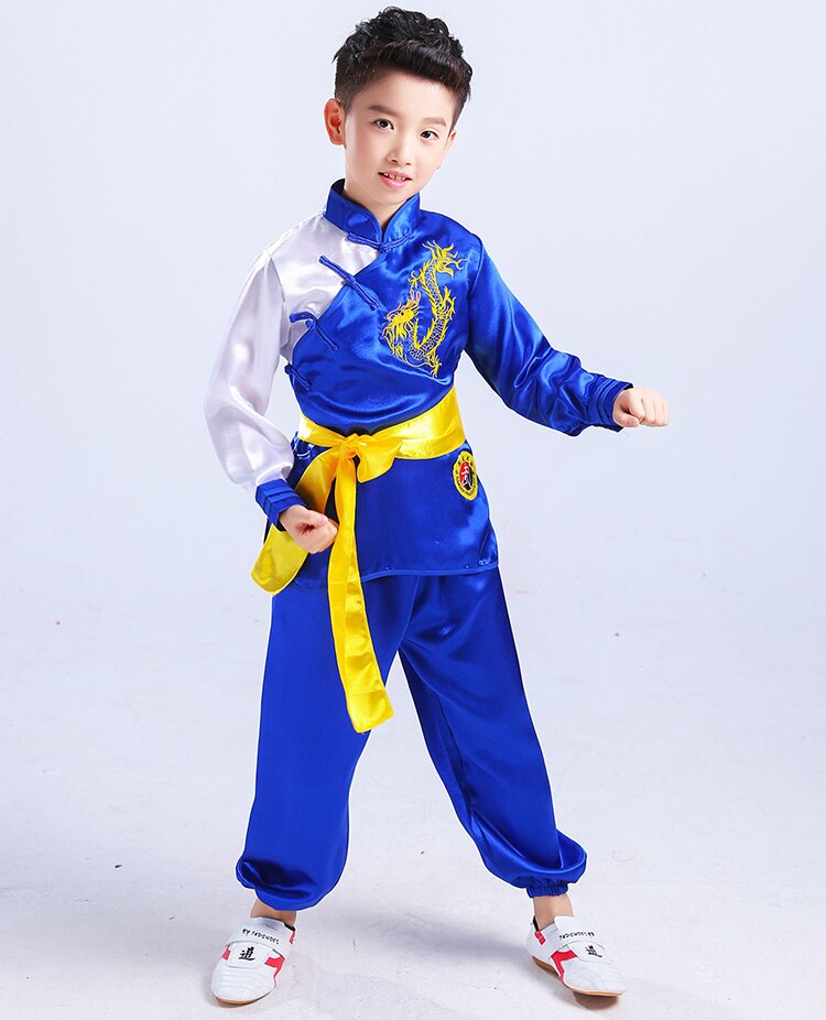 Lasten kiinalaiset perinteiset wushu-vaatteet lapsille kamppailulajien univormu kung fu -puku tytöille pojille lavaesitys pukusetti
