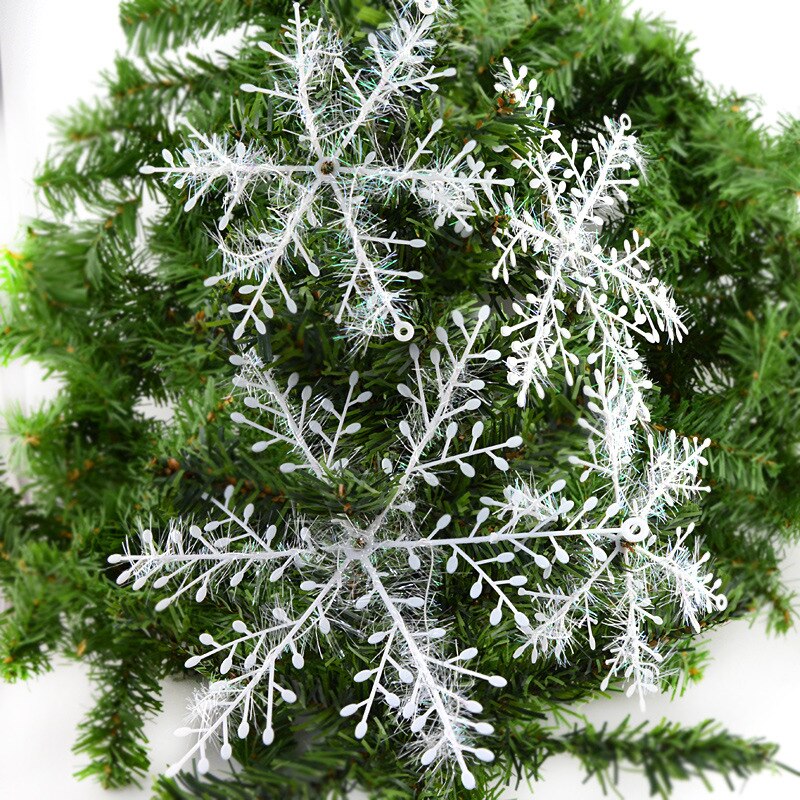 12 Stks/set Sneeuwvlokken Kerstboom Decoraties Plastic 11Cm Kunstmatige Sneeuwvlokken Hanger Decoraties Kerst Feestartikelen