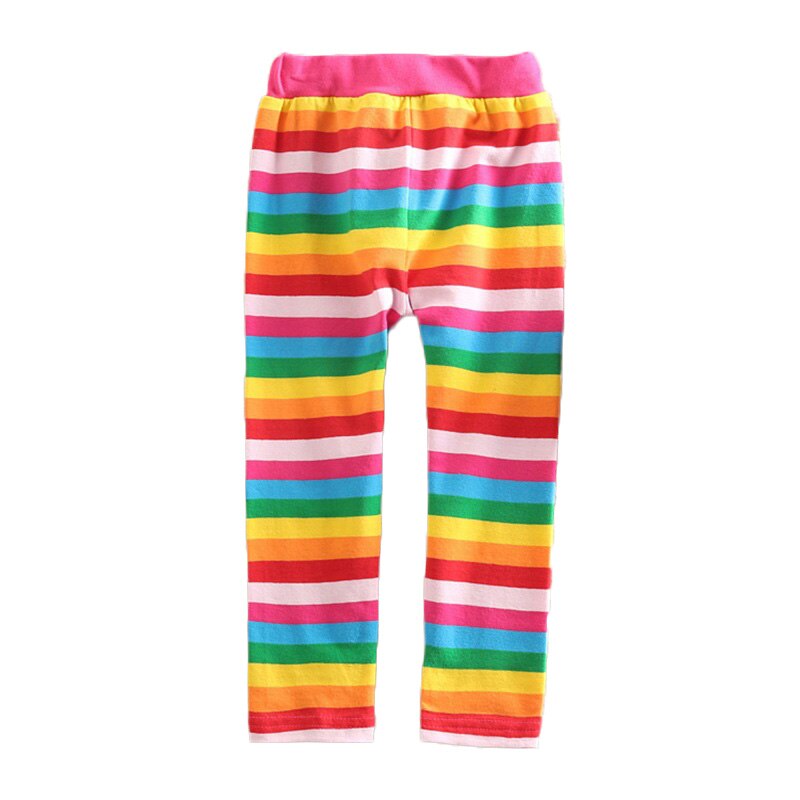 Børn piger fuld længde blyant bukser karakter farve stribe pattem pige børn pige leggings: 3t