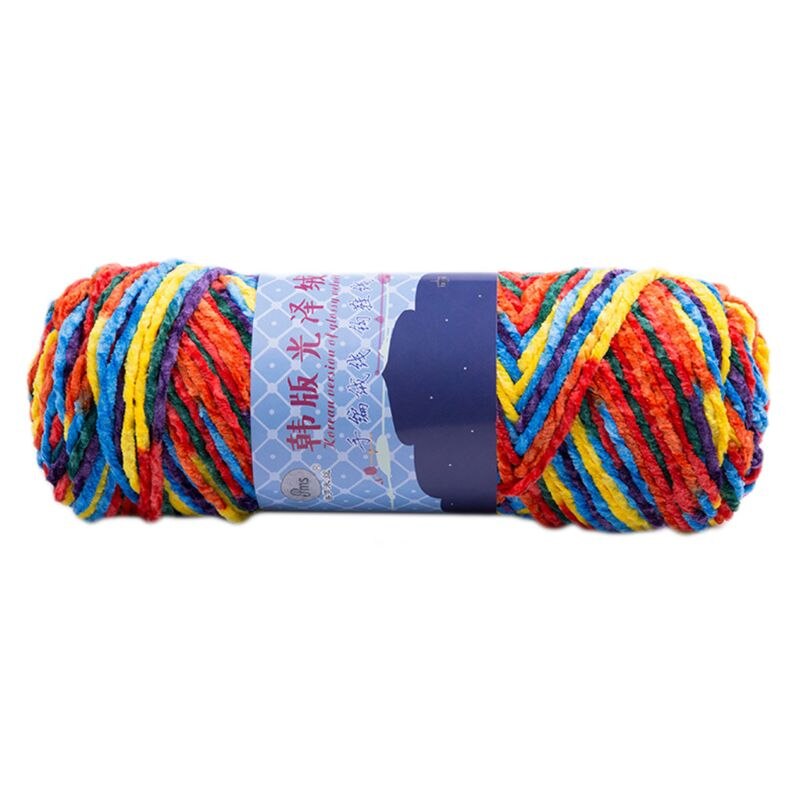 200g kamgarn faux akryl regnbågsfärg glänsande stickat garn tjock virktråd a: F