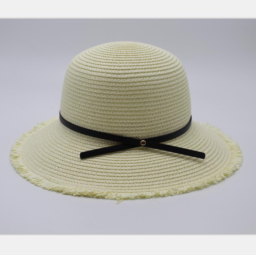 De zomer zon schipper panama hoed met Brede Rand hoed stijl voor Vrouwen, stro, strohoeden en Uv-bescherming Eenvoudige elegante hoed: 7