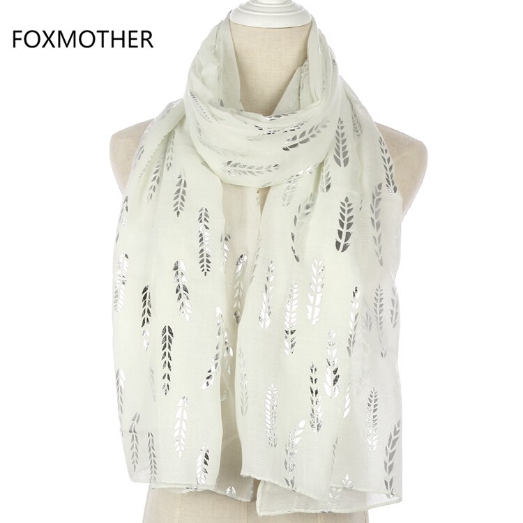 Foxmother fasjonable kvinner rosa hvit grå gul hveteblomst bronzing folie sliver skjerf til damer
