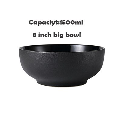 Vajilla dorada negra con borde, PARA CENA plato de cerámica, plato de arroz, ensalada, fideos, tazón para sopa, juegos de vajilla mate, herramienta de cocina: Big Bowl