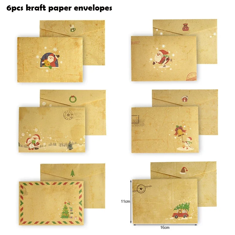 God jul kuvert kawaii jultomten snögubbe brevpapper gör-det-själv julinbjudan gratulationskort kuvert klistermärken: Gul