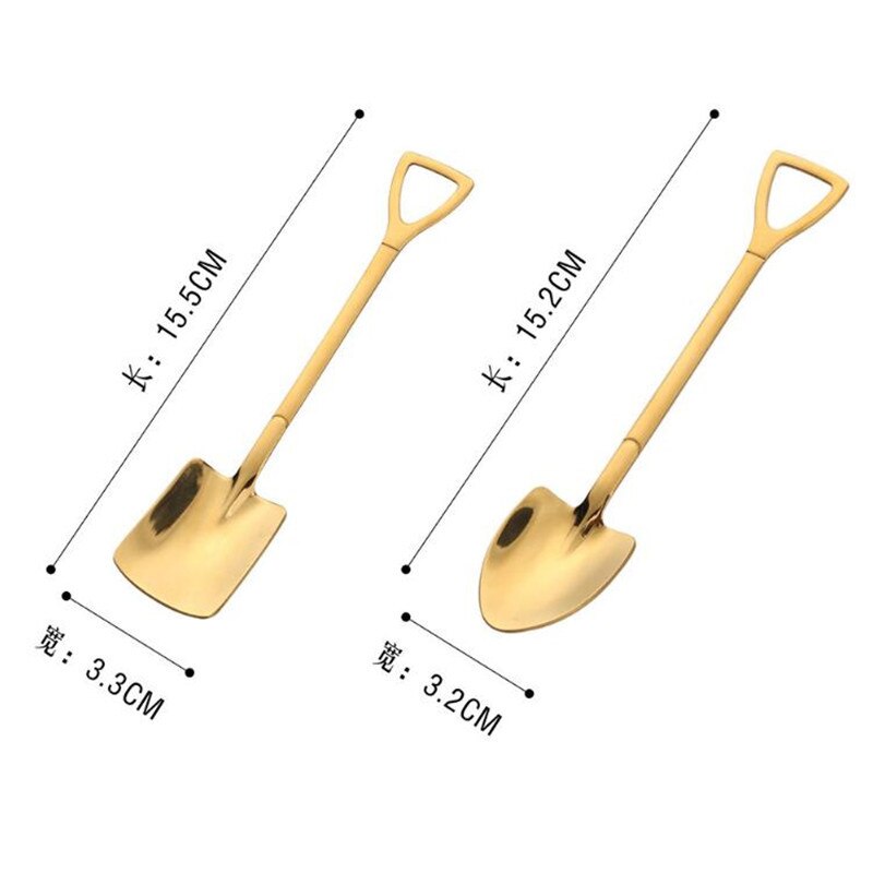 Cuchara de Metal para helado en forma de pala, para té, postre para el té de la tarde, mango largo, herramienta de cocina, 3 colores, 1 ud.