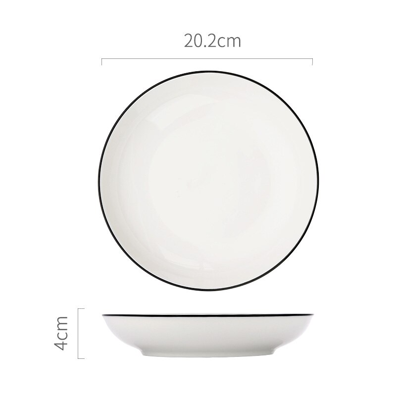 Płyta ceramiczna stek talerz styl skandynawski czarne obramowanie zastawa stołowa miska ins talerze obiadowe wysokiej klasy porcelanowa zastawa stołowa: 8 cal głęboki Plate