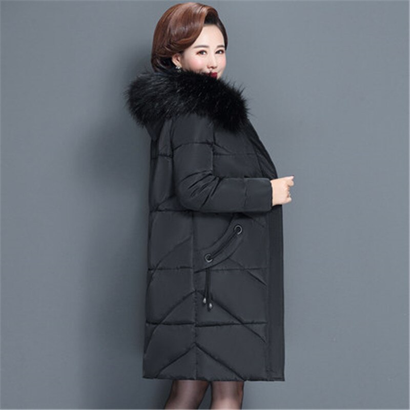 Plus size 6xl vinterjakke dame dun bomuldspolstret tøj dame casual slim parka midaldrende frakke overfrakker  v1011: Sort / 4xl