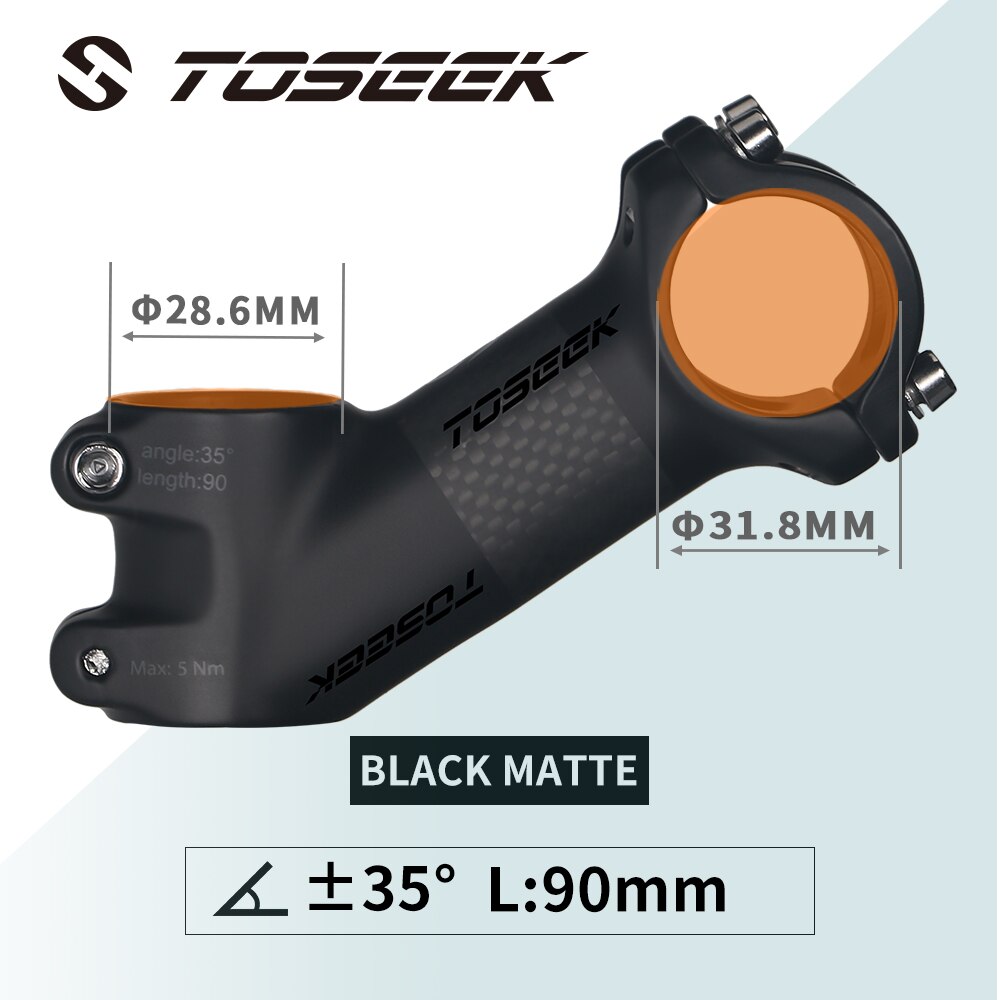 TOSEEK ZF-eins Kohlenstoff Stengel 25/35 Grad Mountainbike Vorbau 31,8mm Lenker Vorbauten 60/70/80/90/100mm Schwarz und verrotten Fahrrad Teile: ZFONE-Schwarz35-90mm