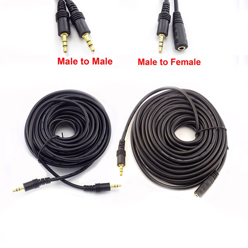 1,5 m 10m 15m 20m 3,5mm stereo plug to plug jack male to female audio aux cable extension cable for computer laptop  mp3/mp4