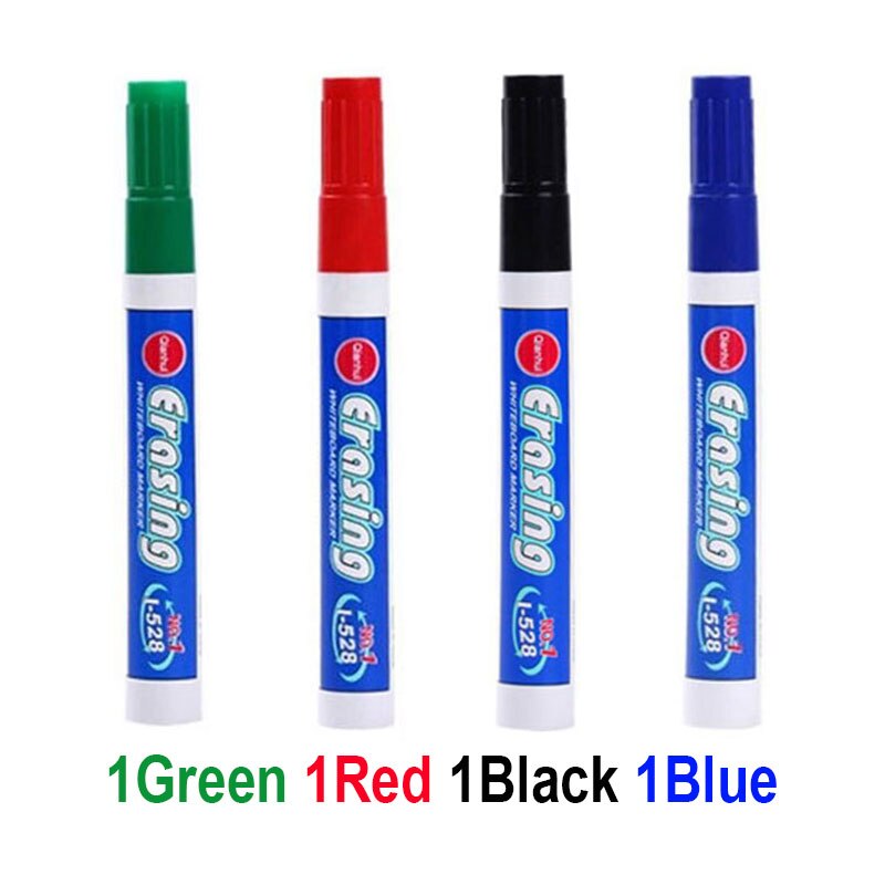 Stylo marqueur effaçable de grande capacité, 4 couleurs, pour tableau blanc, fournitures de papeterie pour salle de classe, réunion de bureau: 4pcs 4 Colors
