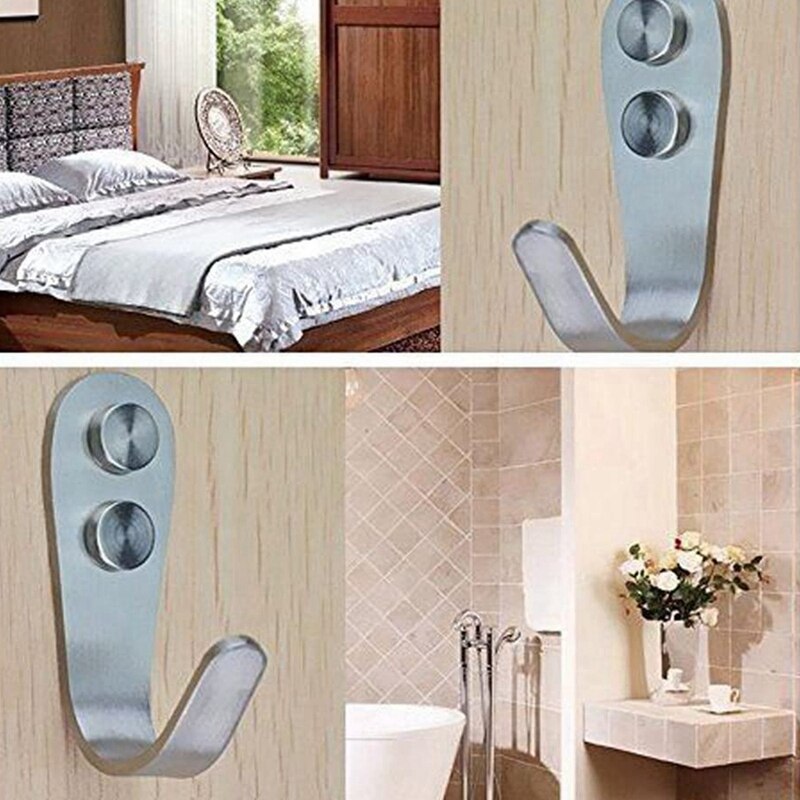 Stainless Steel Screw Single Coat Hat Hooks, Bath Towel Hook, Kitchen Hooks, Heavy Duty Wall Mount Hooks (Pack of 10)