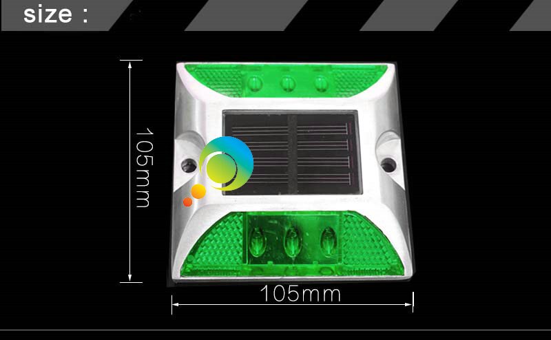 3M reflective film aluminum LED flashing light dual sides green color solar power Road Stud