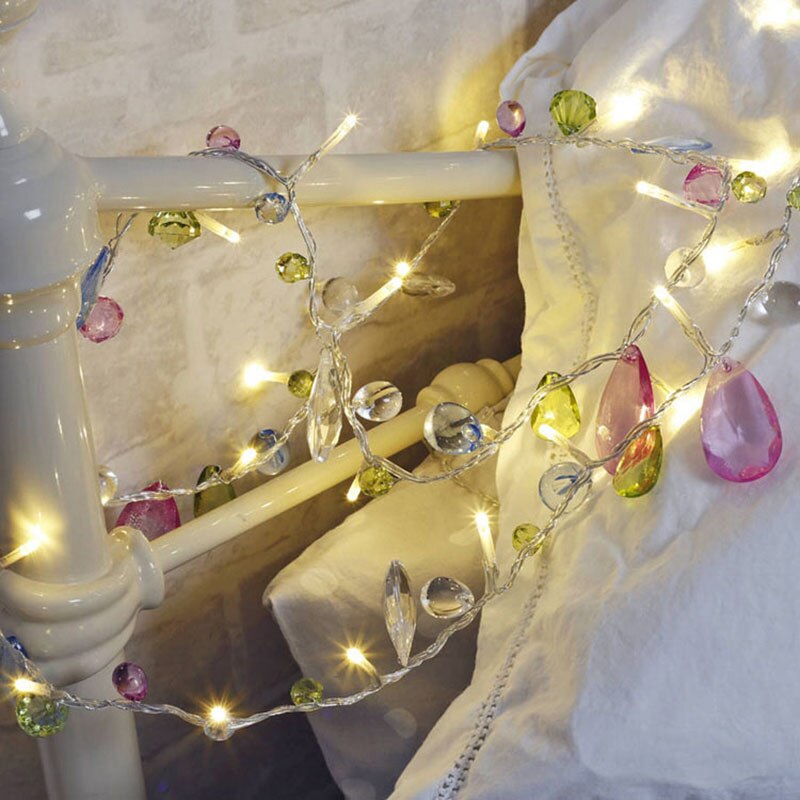 1m 10 lysdioder fe kaffe krystal perle batteridrevne lyskæder led dekoration til julekrans på vinduet år