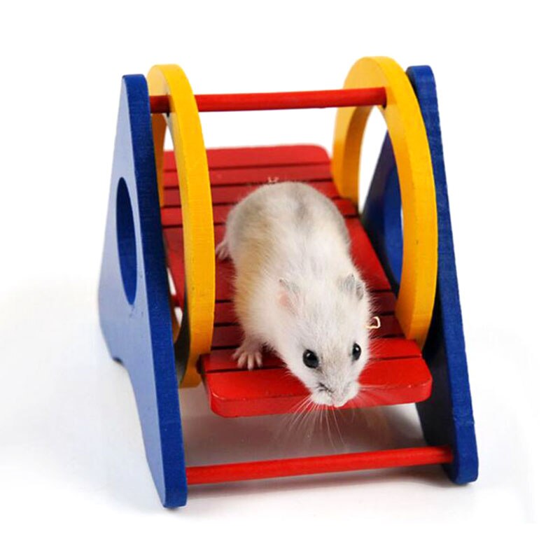 Hamster Speelgoed Cavia Speelgoed Houten Schommel Grappige Kleurrijke Hamster Wing Set Natuurlijke Hout Huisdier Hangmat Speelgoed