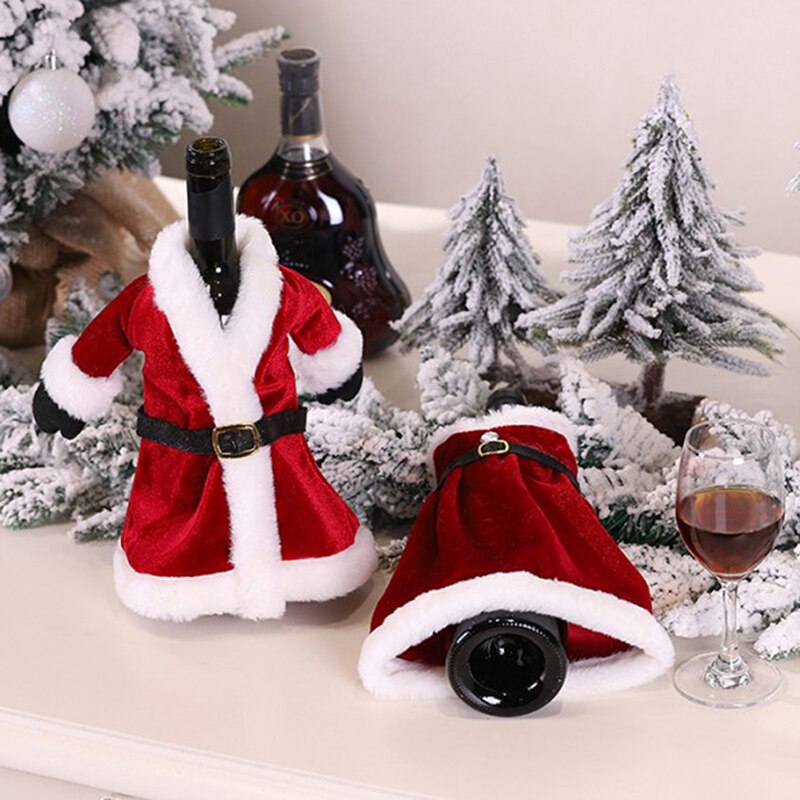 Moda świąteczny pokrowiec na butelkę wina czerwony zestaw robić wina sukienka spódnica dekoracje czerwona torba na wino