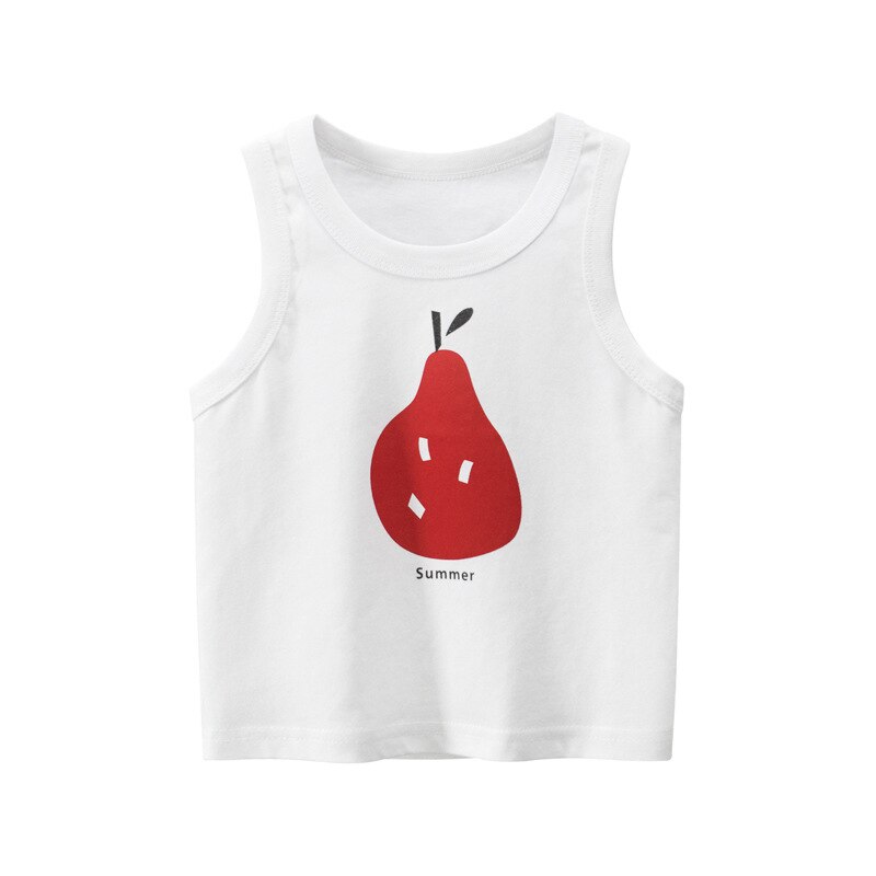 Baby Jongens Meisjes Zomer Vest T-shirt Kids Cartoon Fruit Katoenen Hemdjes Tee T-shirt Kinderen Kleding Voor 2 3 4 5 6 7 Jaar: WHITE / 2T