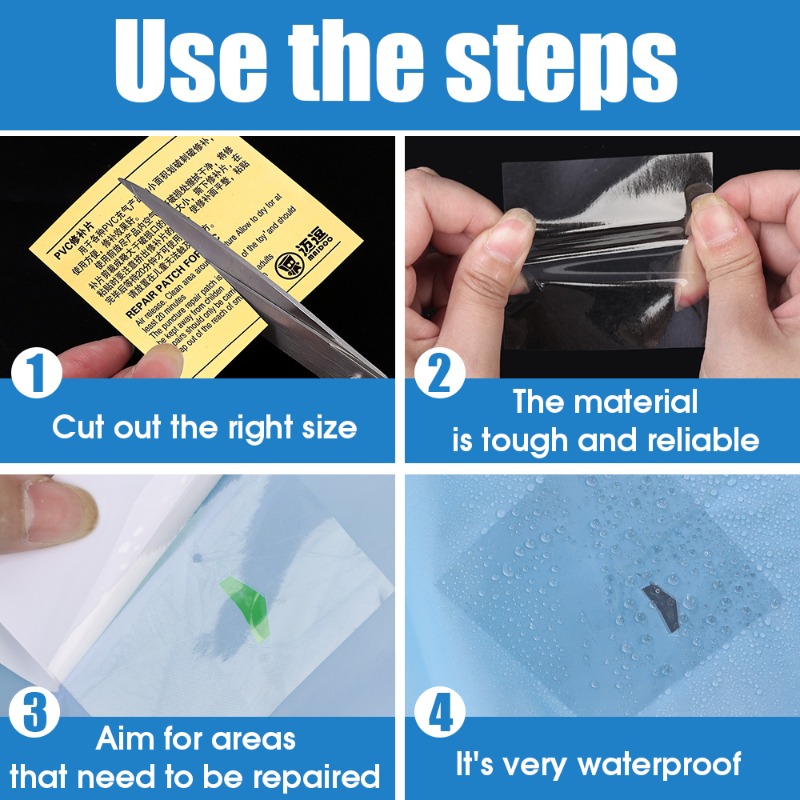 Parches de tela autoadhesivos transparentes impermeables, cinta de reparación para tienda de campaña al aire libre, juguetes inflables, parche para cama de aire para piscina, 10/50 Uds.