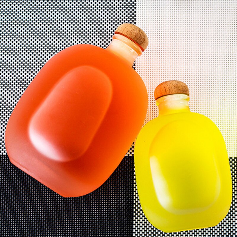 500ml Frosted Fruit Wine Bottle Green Plum Hip Flask Sake Rice Wine Yellow Wine Container with Cork Preservation Bottle Jug