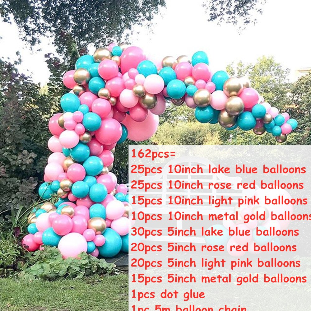 Pink blå bue guirlande ballon kit star moon folie balloner bryllup fødselsdag baby shower fest indretning forsyninger luftkugler globos: Sæt 9