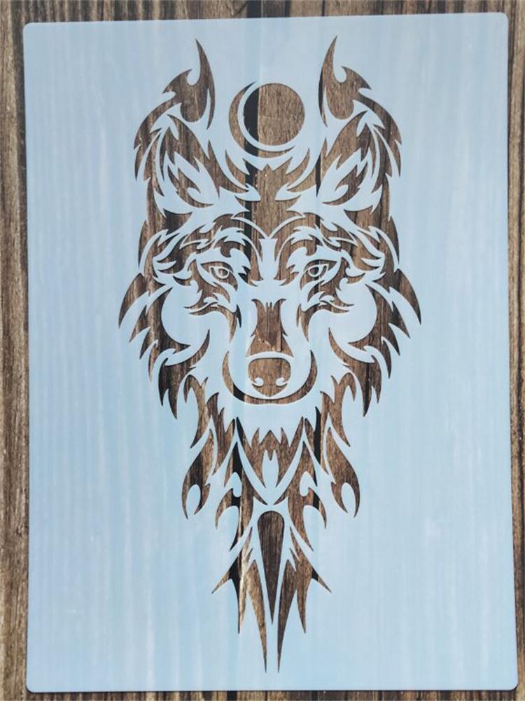 Pochoir loup pour meubles, 21x29Cm, 1 pièce, peinture murale, décoration, superposition plastique, bricolage, coloration, gaufrage, scrapbooking: h2
