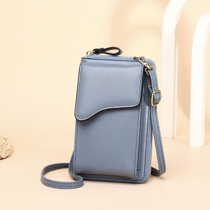 PU Leather Small Shoulder Bag Casual Handbag Crossbody Bags for Women Phone Pocket Girl Purse Mini Messenger Bags: Blue