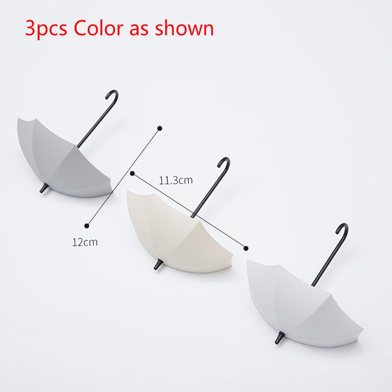3PCS/Lot Umbrella Shaped Key Hanger Rack Home Decorative Holder Wall Hooks Kitchen Organizer Bathroom Accessories: A
