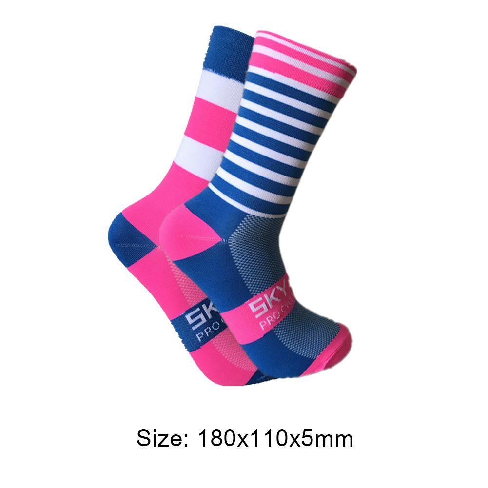 Sport Sokken Siliconen Nylon Sport Afdrukken Riding Sokken Anti-Slip Unisex Fietsen Fietsen Kalf Lengte Sokken Fietsen: Blue Pink