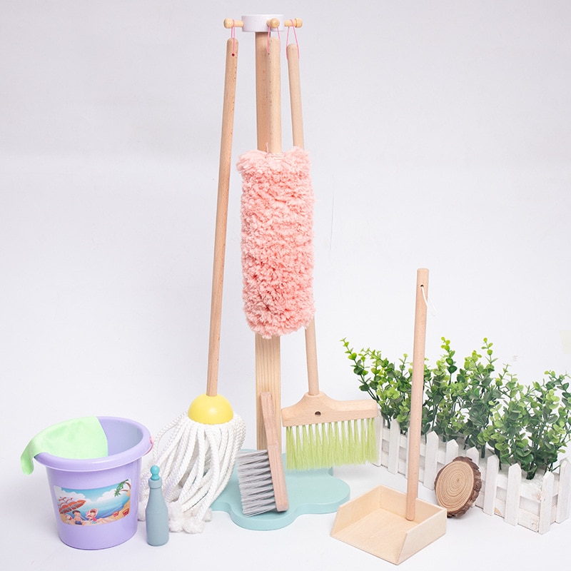 Children's Toy Broom And Dustpan Cleaning Set Boy And Girl Play House Combination Cleaning Set Mop Cleaning Car