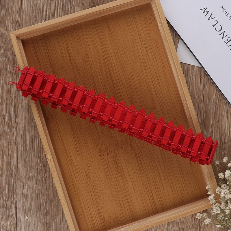 100*5cm DIY Mini Small Fence Barrier Wooden Craft Miniature Fairy Garden Terrarium Doll Branch Palings Showcase Decoration: RED