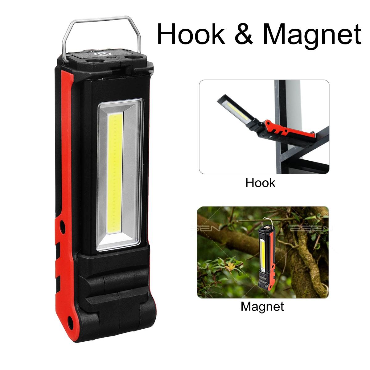 Projecteur portable bimodal COB ESEN106, rechargement USB, avec batterie, spot étanche et aimanté équipé d'une poignée, 2 modes, accumulateur 18650