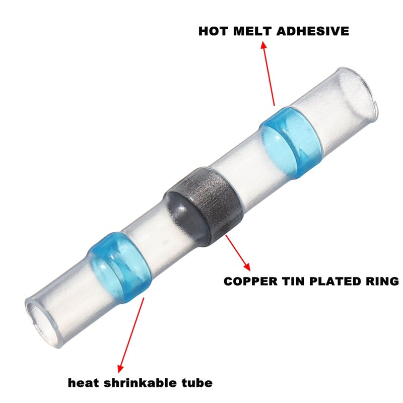 250 Pcs Waterdichte Afdichting Krimpkous Soldeer Connector Krimp Soldeer Mouwen Krimpkous Kit Draad Splice Connector