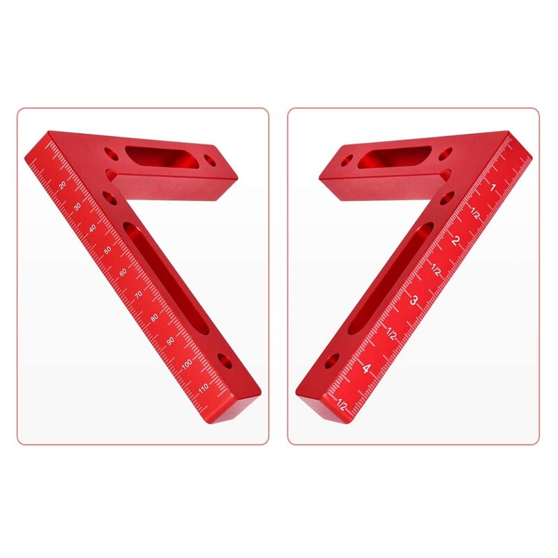 Aluminiumlegering Houtbewerking Vierkante Maat Maatregel, 3D Verstekhoek Meten Sjabloon Tool, 45 90 Graden Timmerman Layout Liniaal Gauge Houtbewerking Accessoires Geschenken voor Mannen Papa Vader