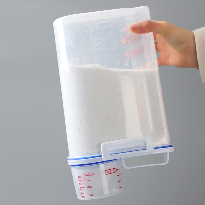Husholdning vaskepulver opbevaringsboks bærbar stor plast med målekop ris opbevaringsflaske vasketøjspulveræske  mx3211054