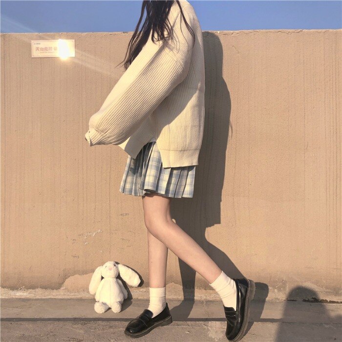 JK Uniform Autumn Suit Female College Style Long-Sleeved Shirt Loose Knitwear Women's Skirt japanese school uniform