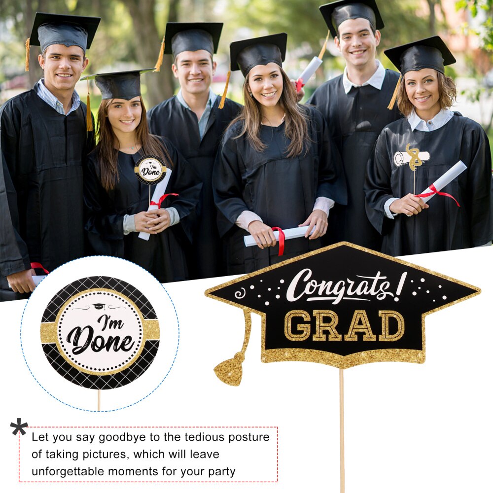 24 Pcs Memorable Layout Decorations Hand-held Party Props Graduation Photo Props