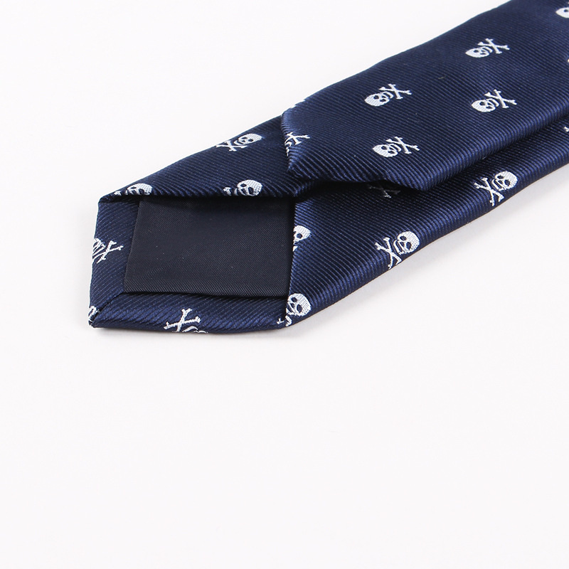 Corbata de Halloween de 6CM para hombre, corbatas estrechas de poliéster con calavera para bicicleta, corbatas azules marino informales, traje de , accesorios de Cuello de camisa