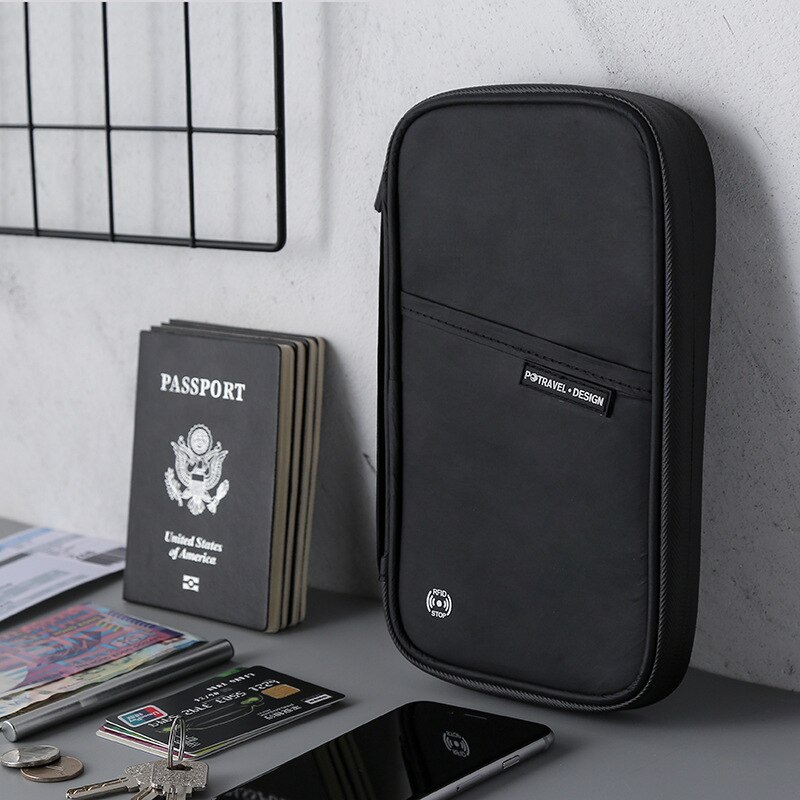 RFID Travel Passport Wallet Multi-Function Waterproof Family Passport Holder Trip Document Organizer Credit Card Package Purse