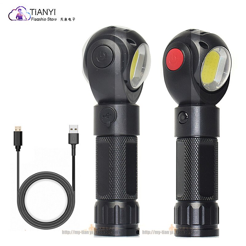 Portable COB car maintenance lighting flashlight LED rotating lamp holder USB charging multi-function strong light hand lamp