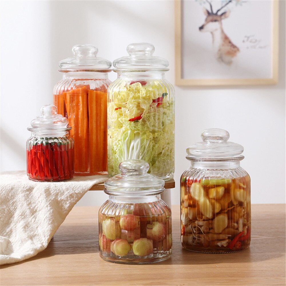 Skandinavisk gjennomsiktig glass syltetøy godteri krukker kjøkken matte oppbevaring forsegling bokser med lokk elegante kaffebønner te arrangør flasker