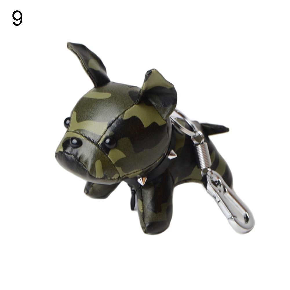 Mini Bulldog Puppy Keychains Faux Leather Doll Key Rings Hanging Pendant Key Holder Charm Bags Decor Car Trinket Punk Chaveiros: 9