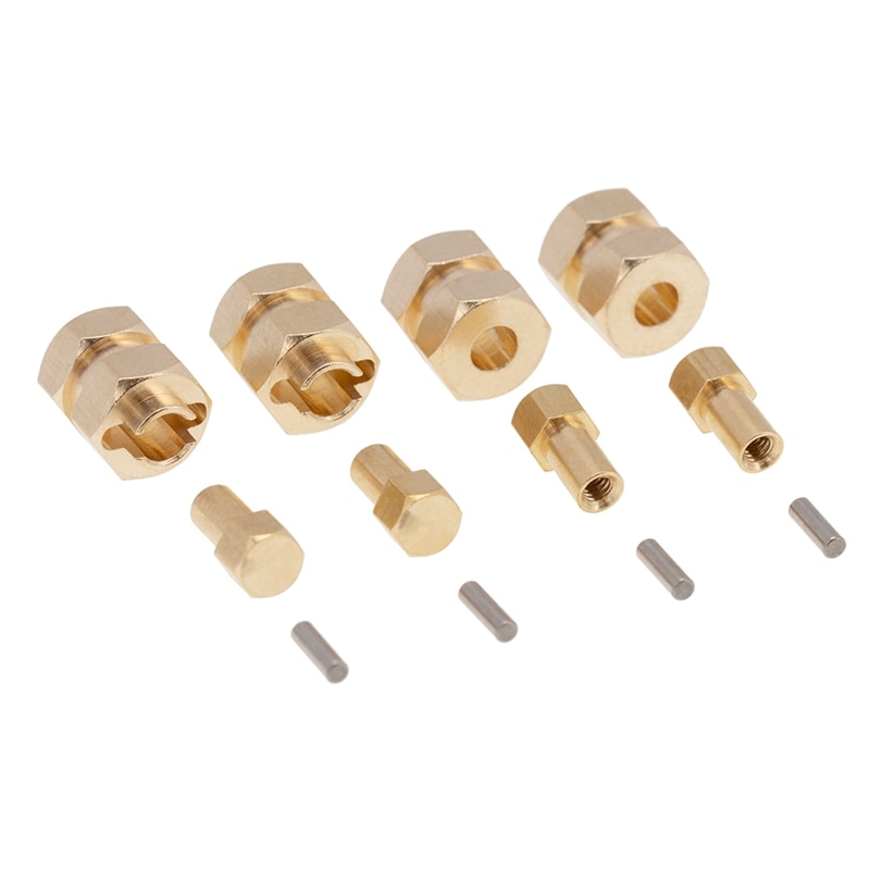 4Pcs 4mm Widen Brass Wheel Hex Extended Adapter Upgrade Parts for 1/24 RC Crawler Axial SCX24 90081 AXI00002 Accessories: Default Title