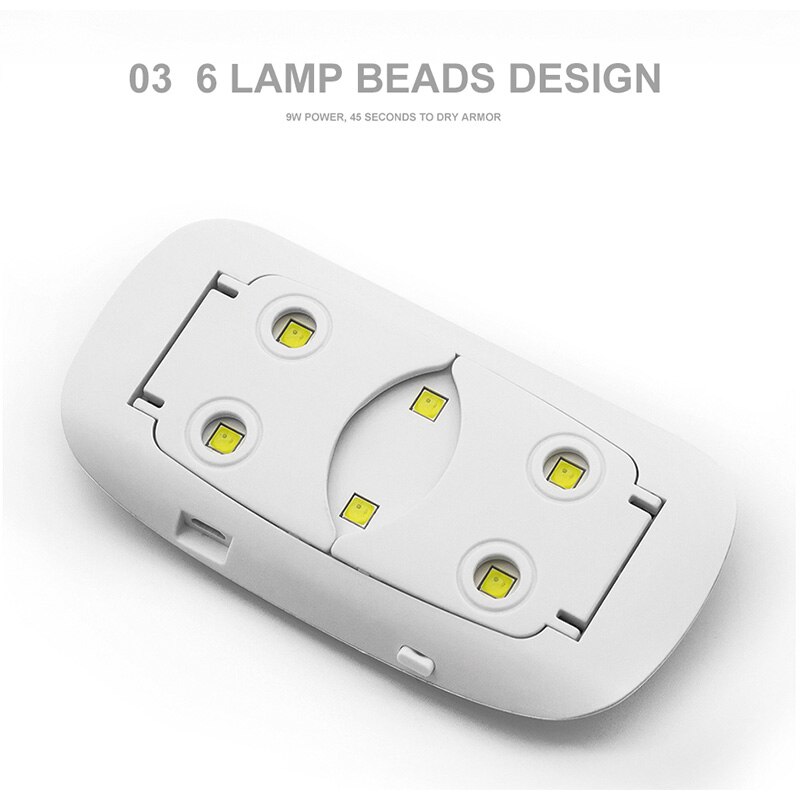 Mini Nail Led Lamp Draagbare Uv Led Nail Lamp 6W Voor Drogen Gel Polish Set Micro Usb-poort Curing machine Art Gereedschap 6W