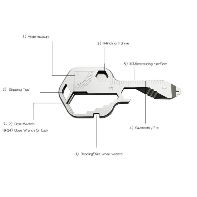 1/2 PC-24IN1 Multi-Tool Key Shaped Pocket Tool for Keychain w/Bottle Opener Car Disassembly Tool Car Repair Combination Suit