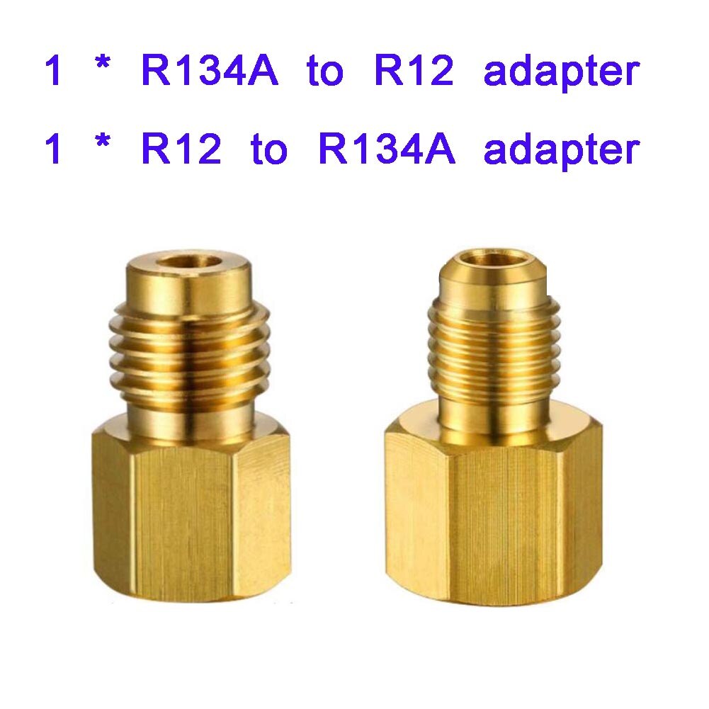 2PCS Liquid Safety Valve R134a R12 Air Conditioning Refrigerant Adapter Kit 1/4 Female Flare 1/2 Acme Male