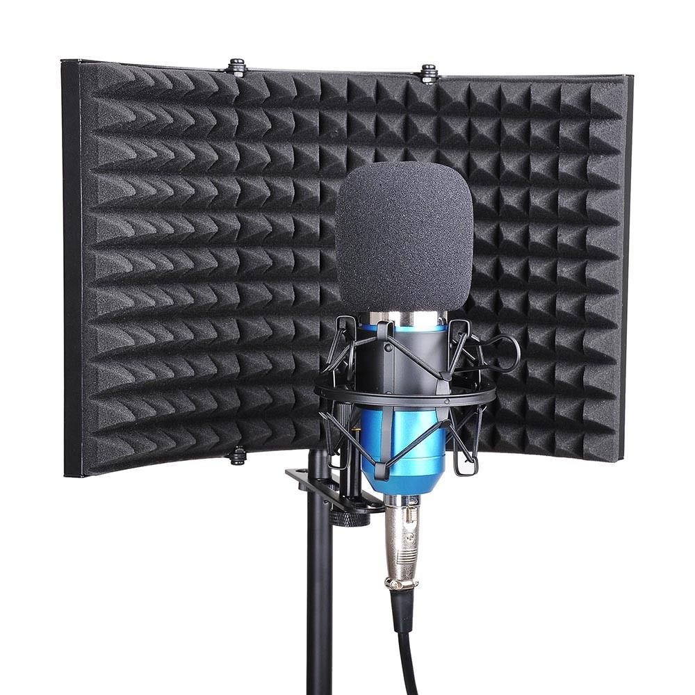 Folde studie mikrofon isolation skjold optagelse lydabsorberende skum panel lydisolerede wallstickers svamp studie skum