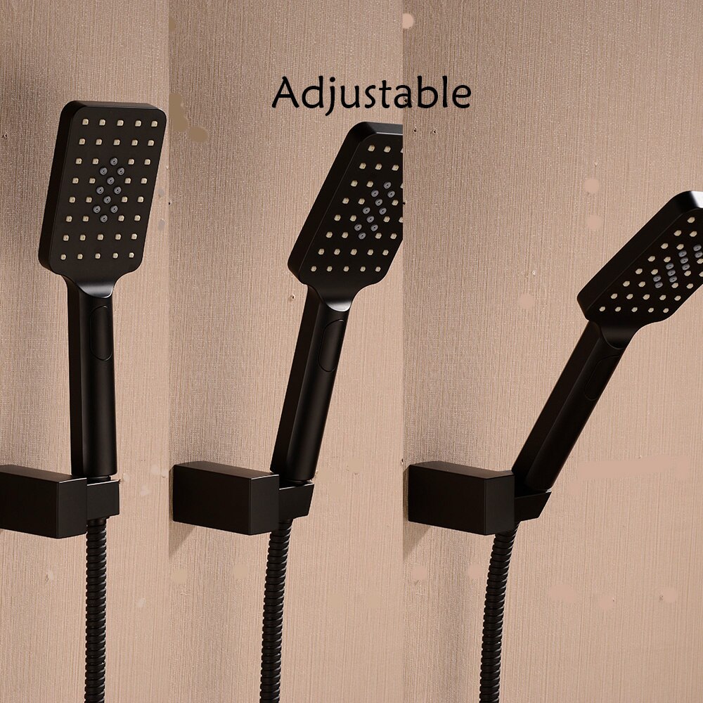 Matte Black ABS Adjustable Handheld Shower Holder Bracket Wall Mount