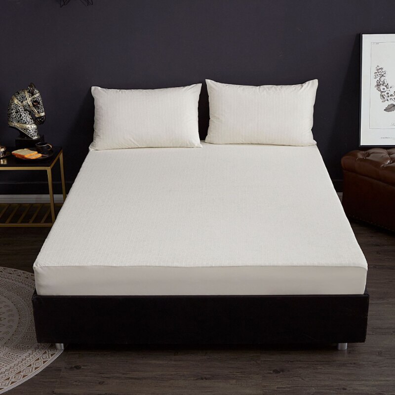 Waterproof Urine Mattress Pad Cotton Terry Bed Cover Striped Mattress Cover Breathable Bed Covers Fitted Sheet Anti Bed Bug Mite: 06 / 180x200x28cm