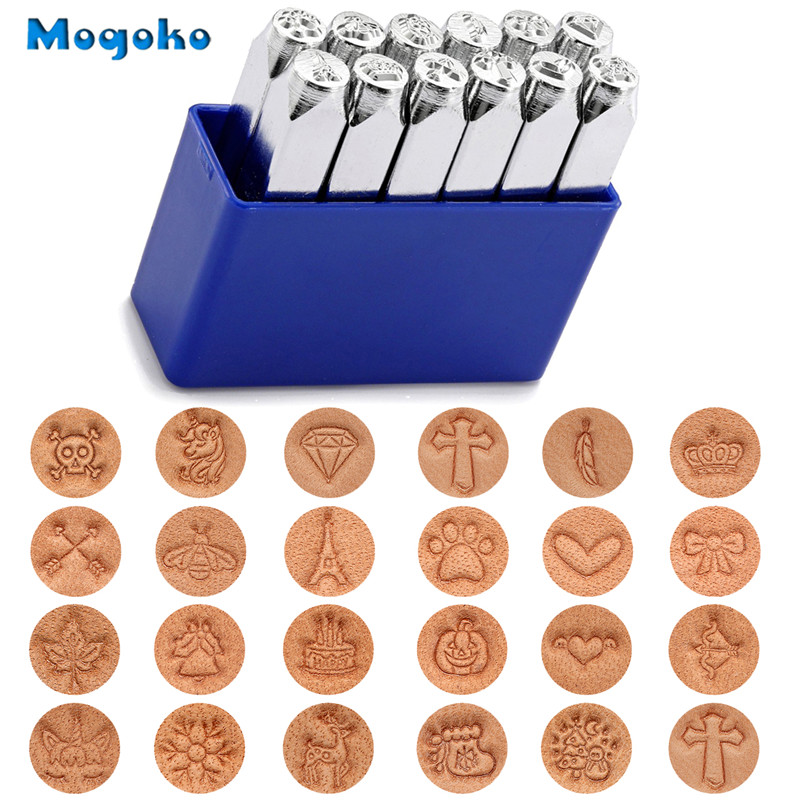 Mogoko 6mm Metal Stamp Punch Tool Aluminium Leather Unique Marking Symbol Punching Stamps Tools Craft for Stamping 12 Patterns