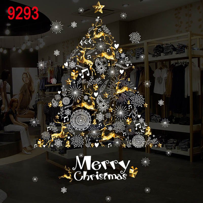 Christmas Window Stickers Santa Claus Removable PVC Christmas Tree DIY Wall Window Door Mural HVR88: 9293